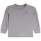 A light gray long-sleeve crewneck shirt with a chest pocket and a small embroidered crossed golf clubs graphic on the pocket.