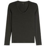 Long Sleeve Ribbed Scoop Neck - Denny's