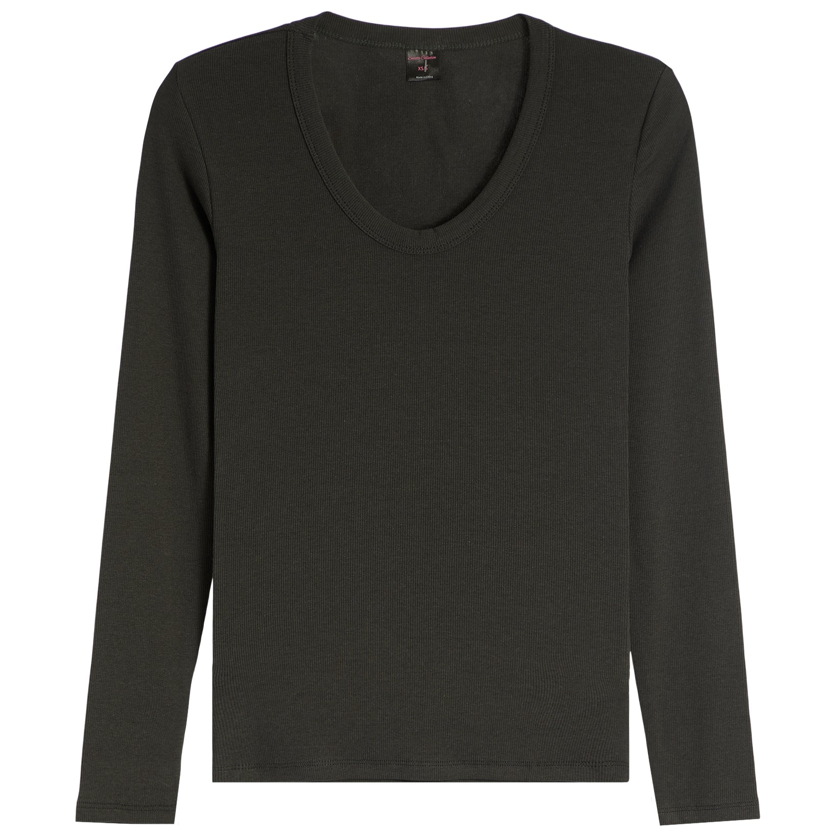Long Sleeve Ribbed Scoop Neck - Denny's
