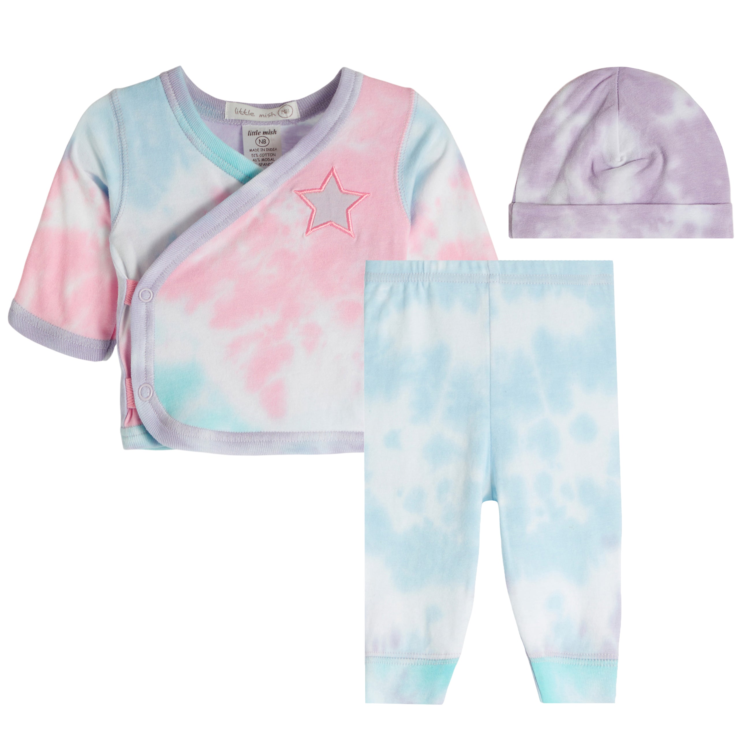 3pc Lilac Star Tie Dye Take Home Set - Denny's