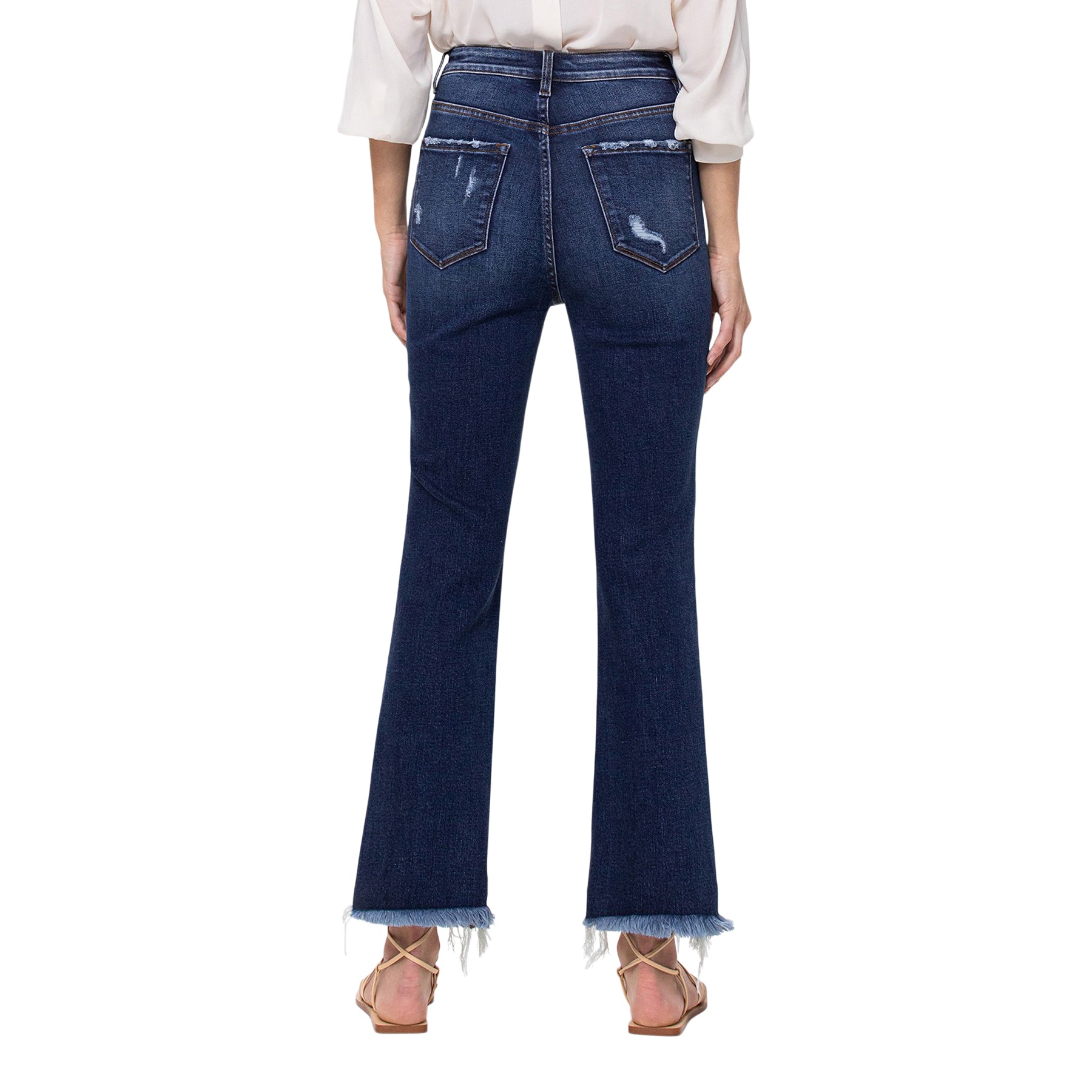 HIgh Rise Distressed Kick Flare Jean - Denny's