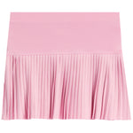 A light pink pleated skirt with a wide, solid waistband, shown flat against a white background.
