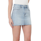 Mid Rise Denim Mini Skirt w/ Stones