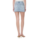 Mid Rise Denim Mini Skirt w/ Stones
