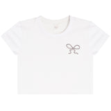 Short Sleeve Rib Tee With Black Bow