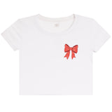 Short Sleeve Rib Tee With Red Bandana Bow