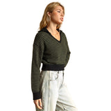 Vneck Stripe Collared Sweater