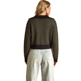 Vneck Stripe Collared Sweater