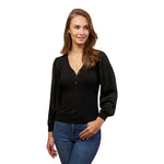 Puff Sleeve Henley Top - Denny's