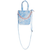 Cloud Denim Top Handle Bag with Smiley Chain - Denny's