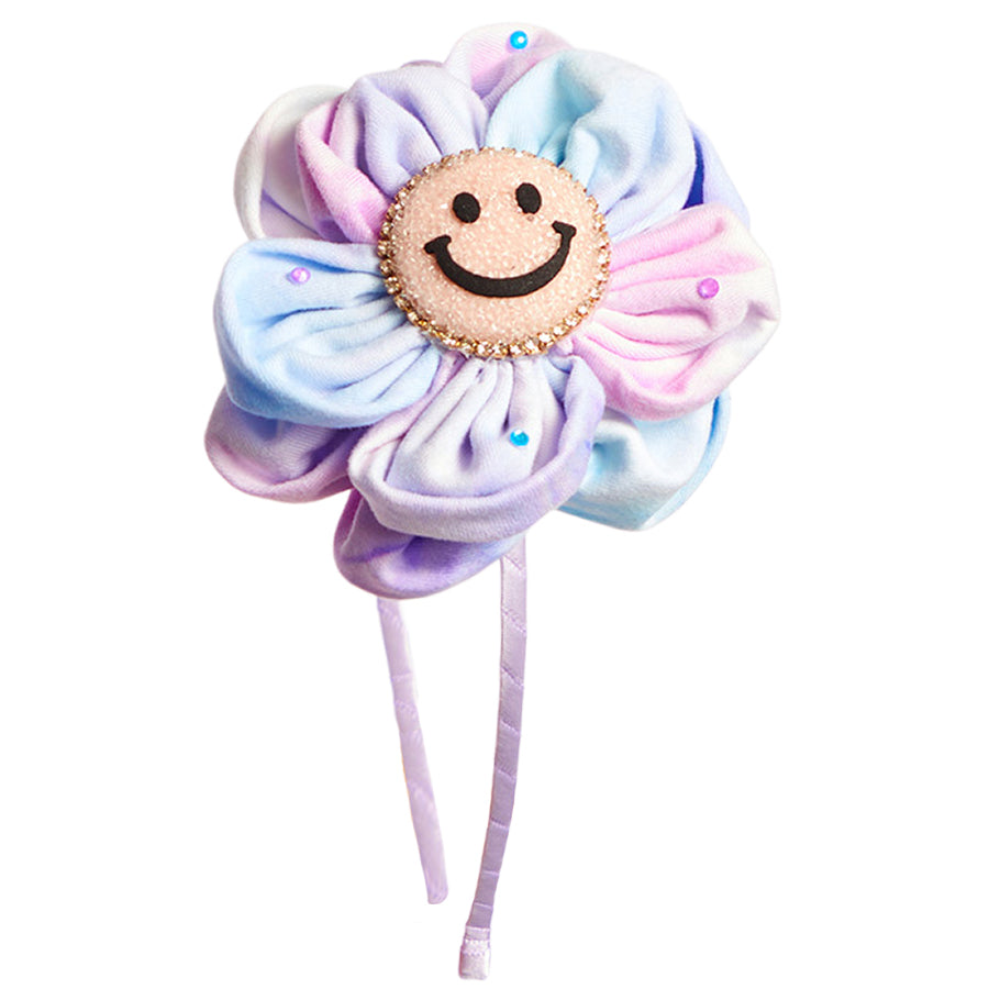 Glitter Smile Tie Dye Flower Thin Headband - Denny's