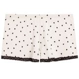 Pointelle Shorts with Black Lace Hearts