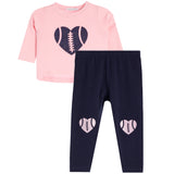 2pc Sparkly Heart Football Legging Set