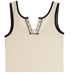 Contrast Stitching Henley Tank - Denny's