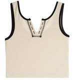 Contrast Stitching Henley Tank - Denny's