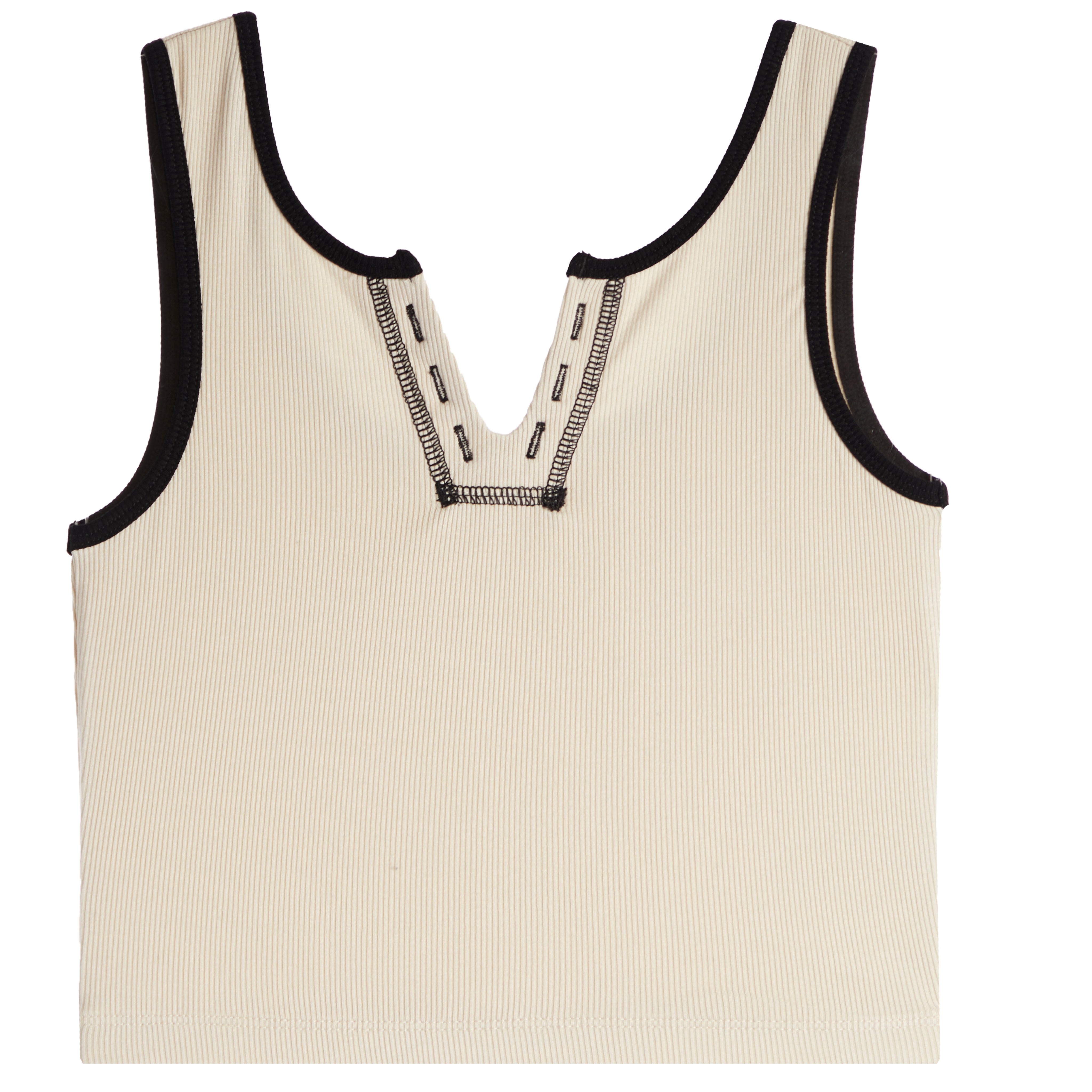 Contrast Stitching Henley Tank - Denny's