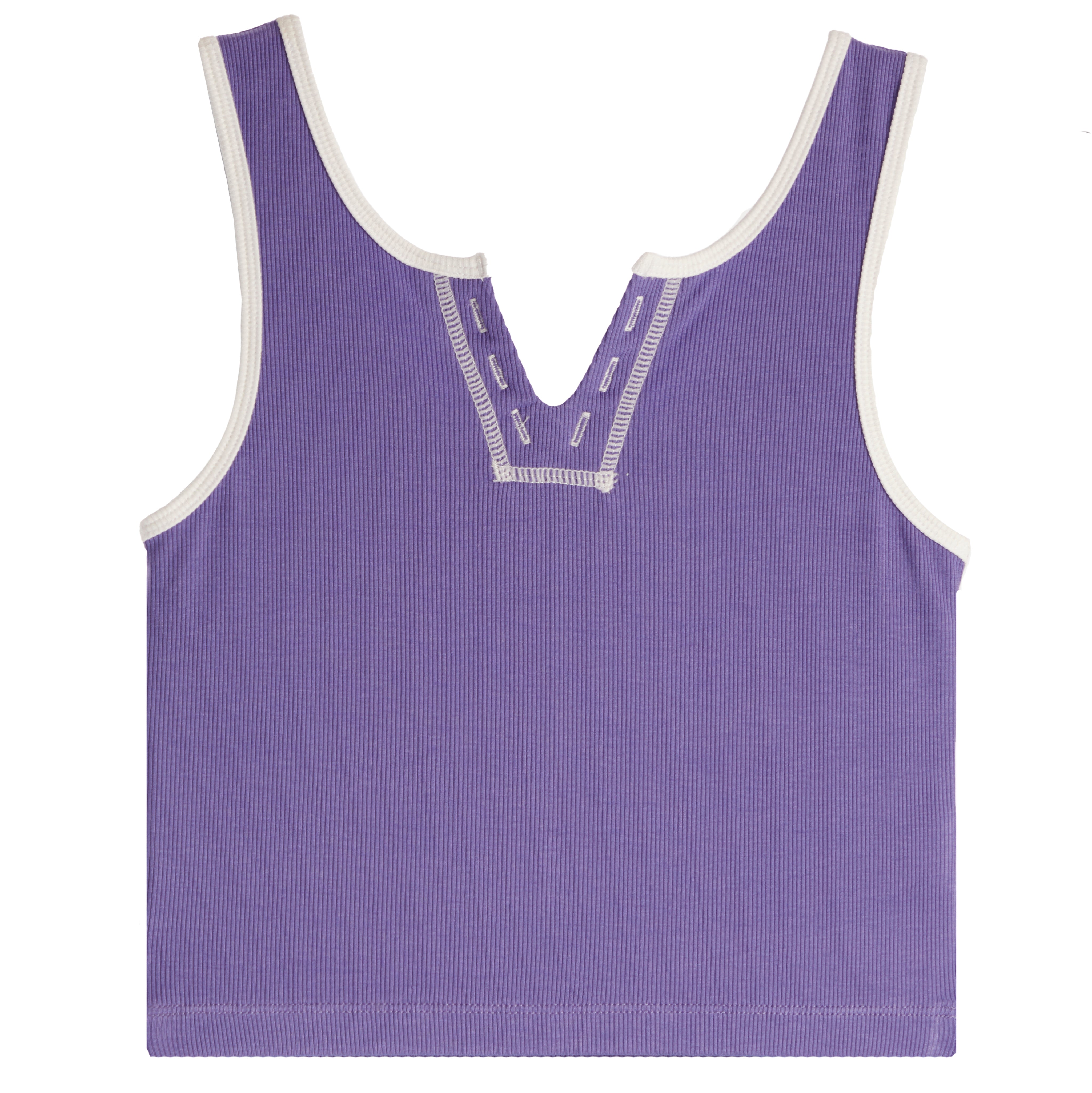 Contrast Stitching Henley Tank - Denny's