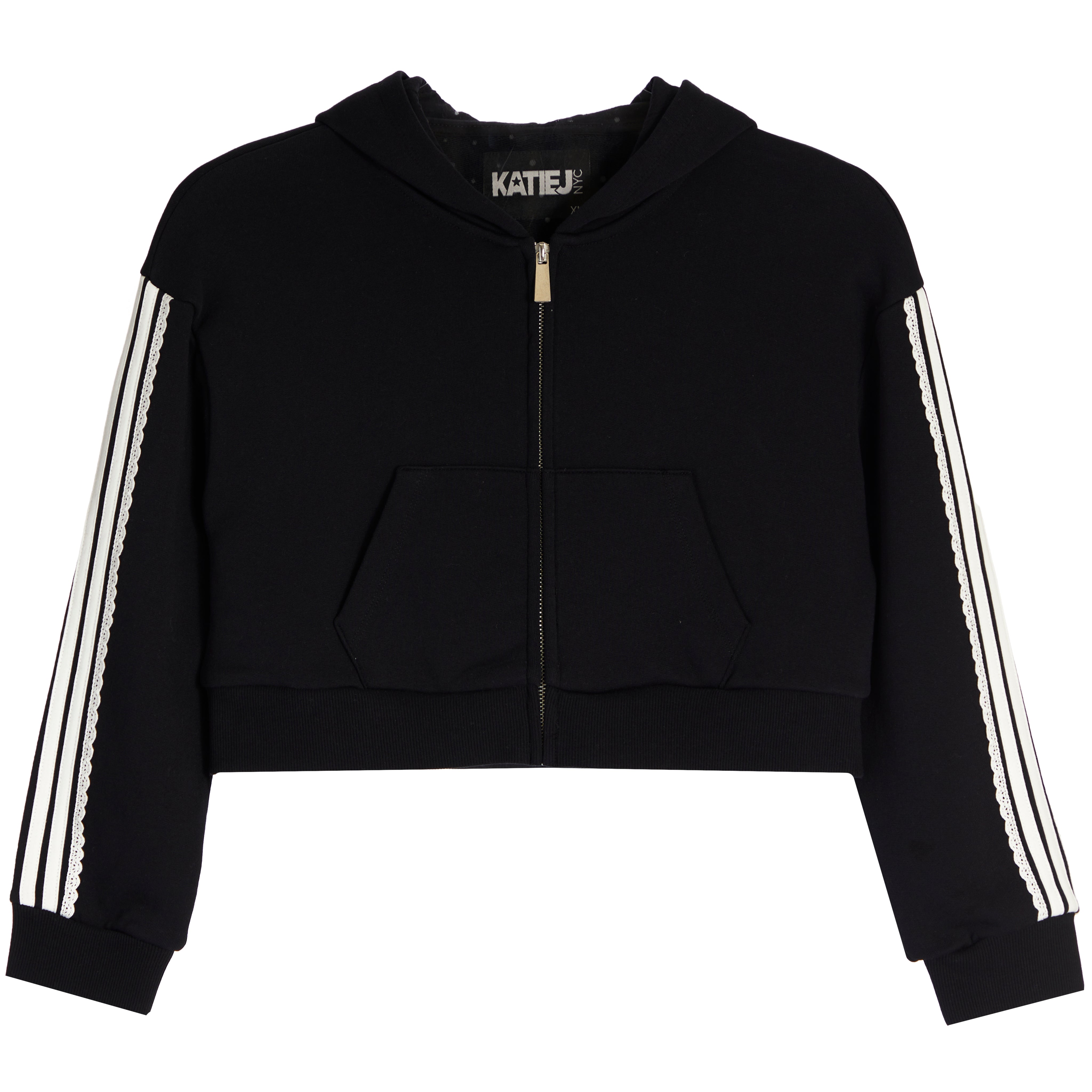 Tommy Stripe Lace Trim Zip Hoodie - Denny's