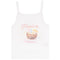 A white sleeveless tank top featuring a tropical graphic print with the words 'Tropics Bahamas' in pink script and an illustration of a coconut drink with a straw and umbrella.