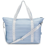 Bow Stripe Trim Puffer Tote Bag
