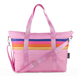 Puffer Tote Bag w/Retro Stripe