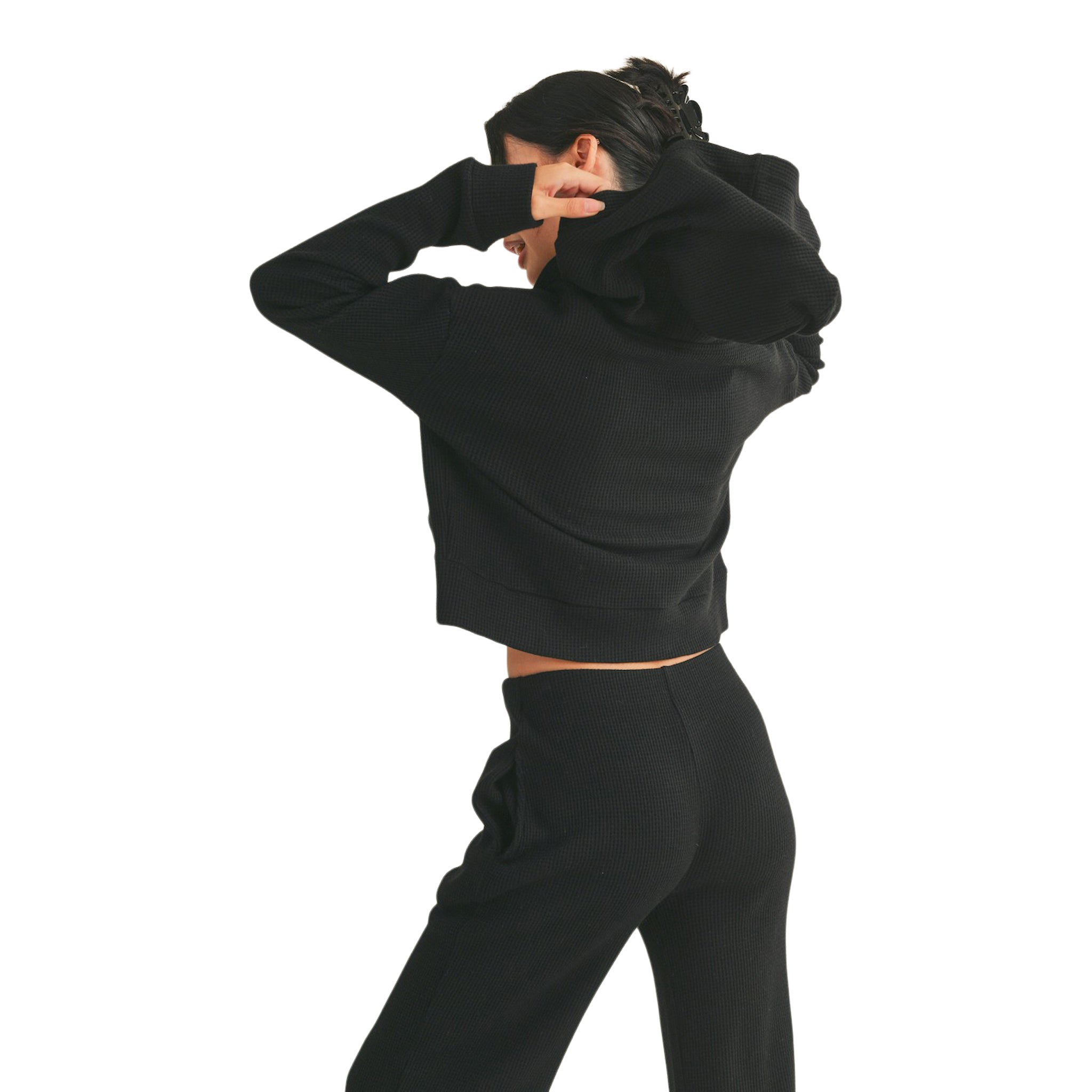 Waffle Knit Full Zip Hoodie - Denny's