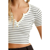 Stripe Crop Henley
