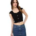 Bows Cropped Knit Crew - Denny's