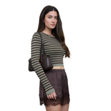 Long Sleeve Stripe Ribbed Shirt