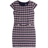 Button Pockets Tweed Dress