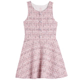 Button Pockets Tweed Dress