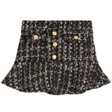 Tweed Skirt With Gold Buttons - Denny's