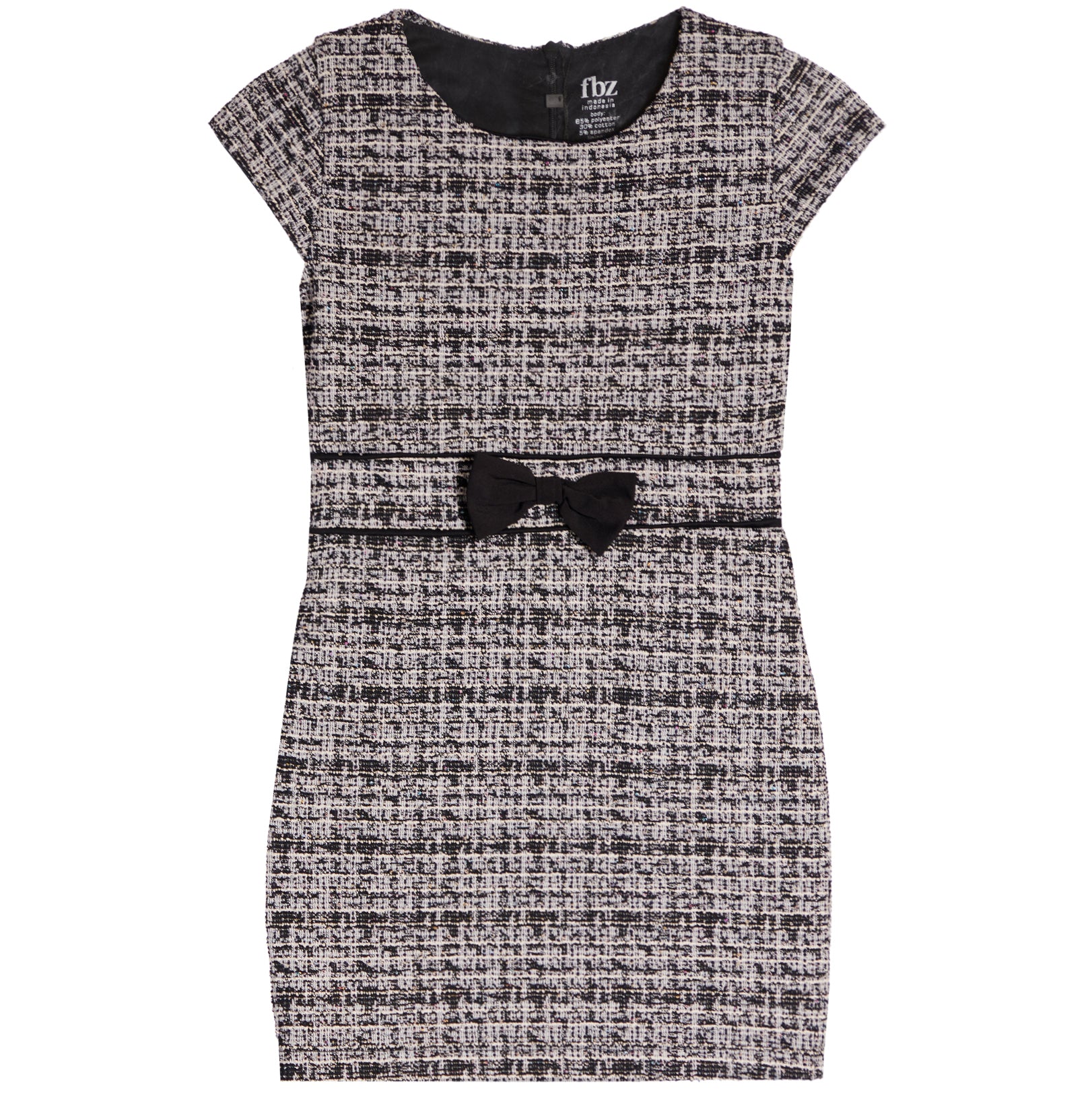 Bow Short Sleeve Tweed Dress - Denny's