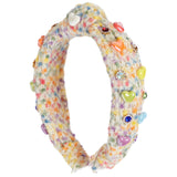 Rainbowl Beaded Heart and Jeweled Tweed Headband - Denny's