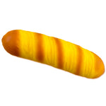 A yellow and orange striped ong bread, isolated on a plain white background.