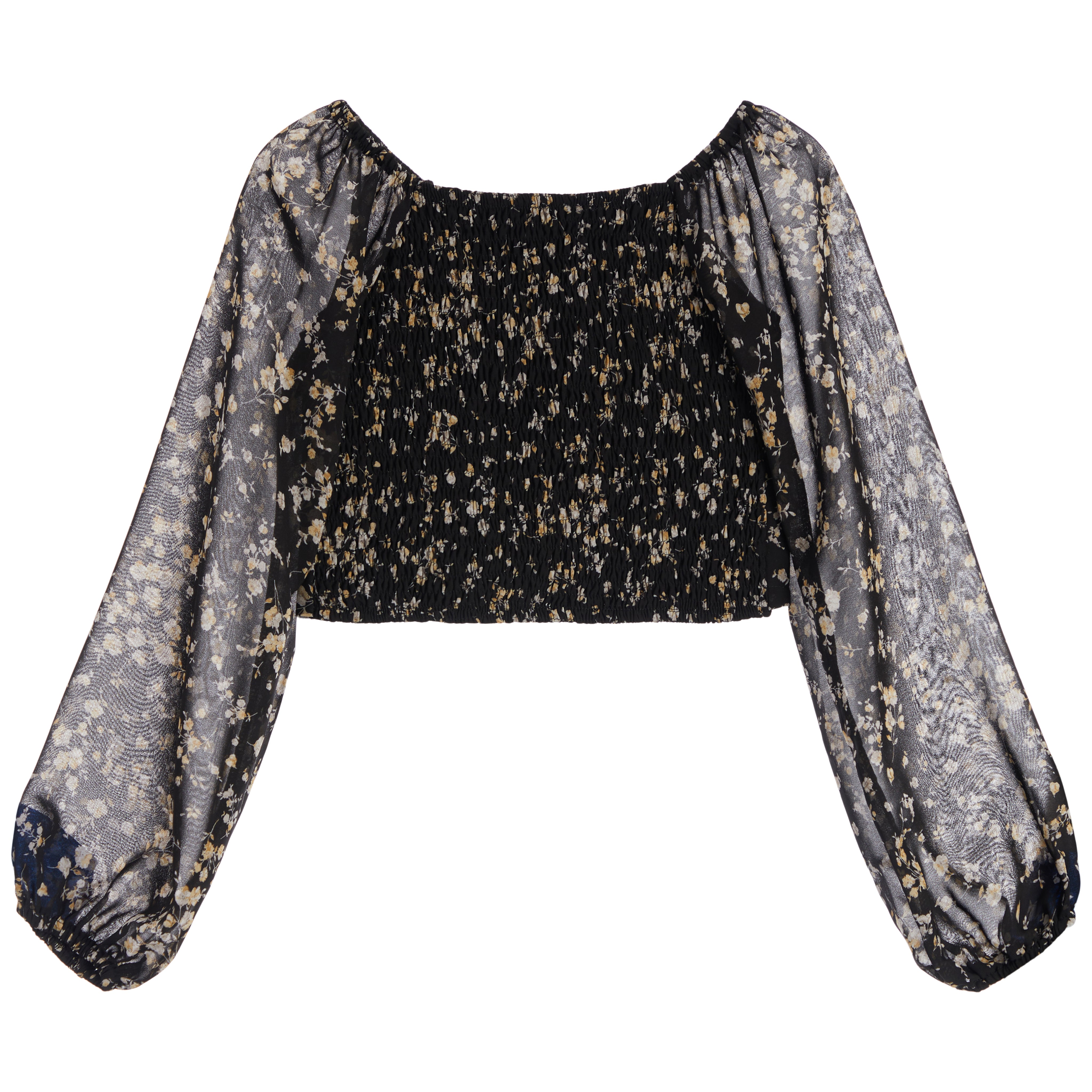 Long Sleeve Chiffon Smock Top - Denny's