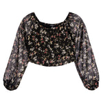 Long Sleeve Floral Chiffon Top - Denny's