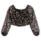 Long Sleeve Floral Chiffon Top - Denny's