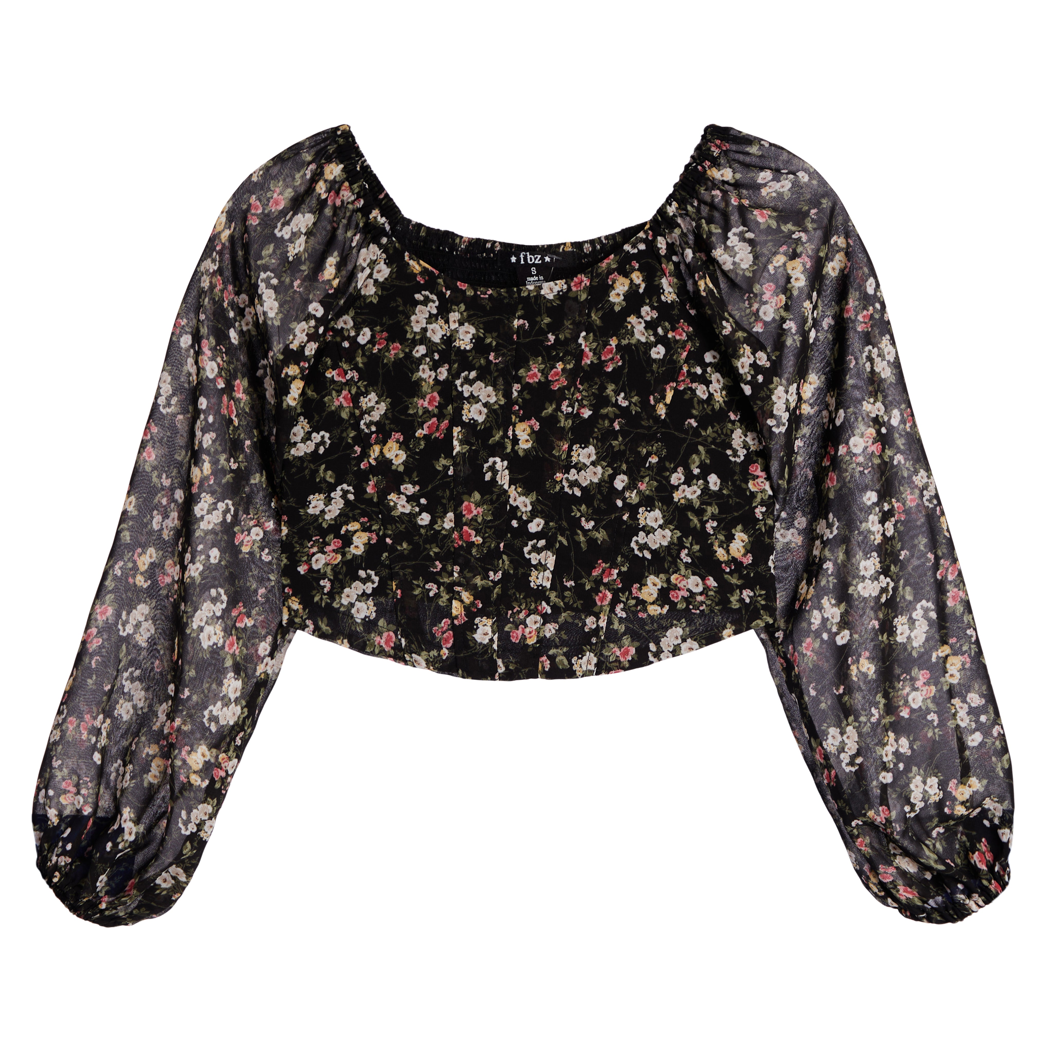 Long Sleeve Floral Chiffon Top - Denny's
