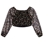 Long Sleeve Floral Chiffon Top - Denny's