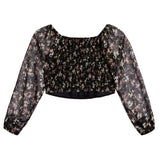 Long Sleeve Floral Chiffon Top - Denny's