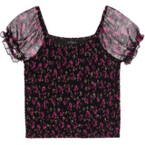 Floral Short Sleeve Smocked Top - Denny's