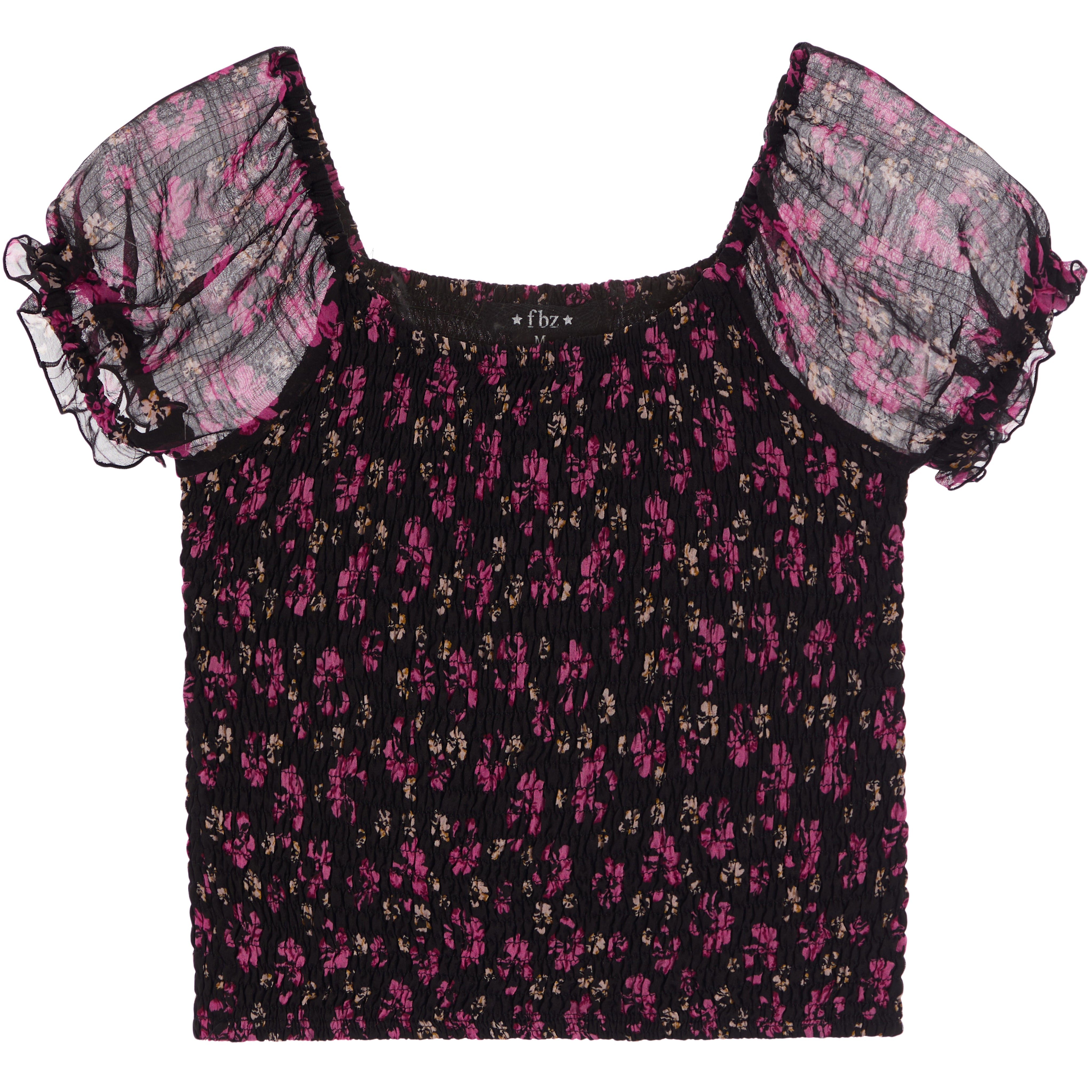 Floral Short Sleeve Smocked Top - Denny's