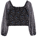 Floral Cinch Front Long Sleeve Top - Denny's
