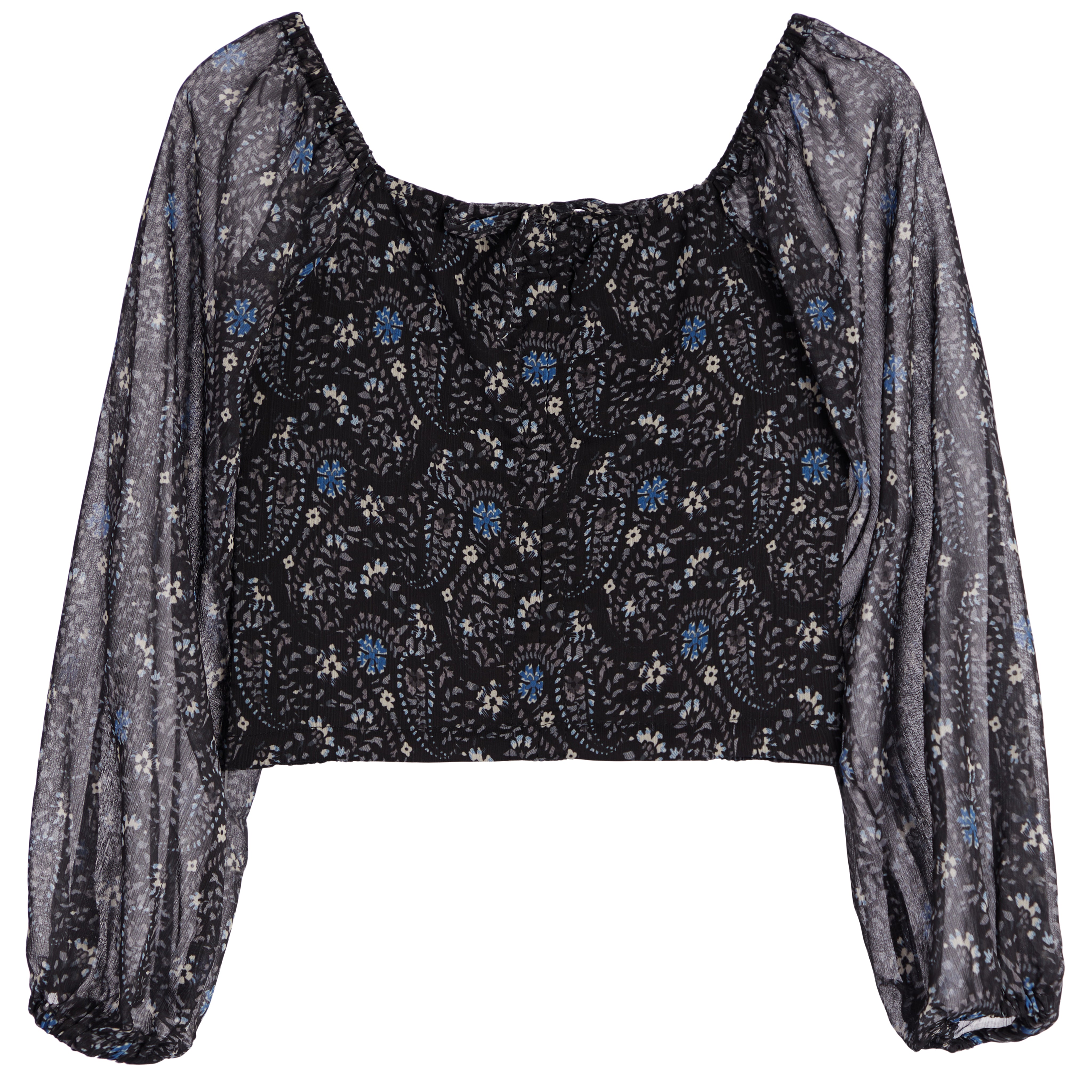 Floral Cinch Front Long Sleeve Top - Denny's