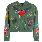 Allover Tattoo Bleach Zip Hoodie - Denny's