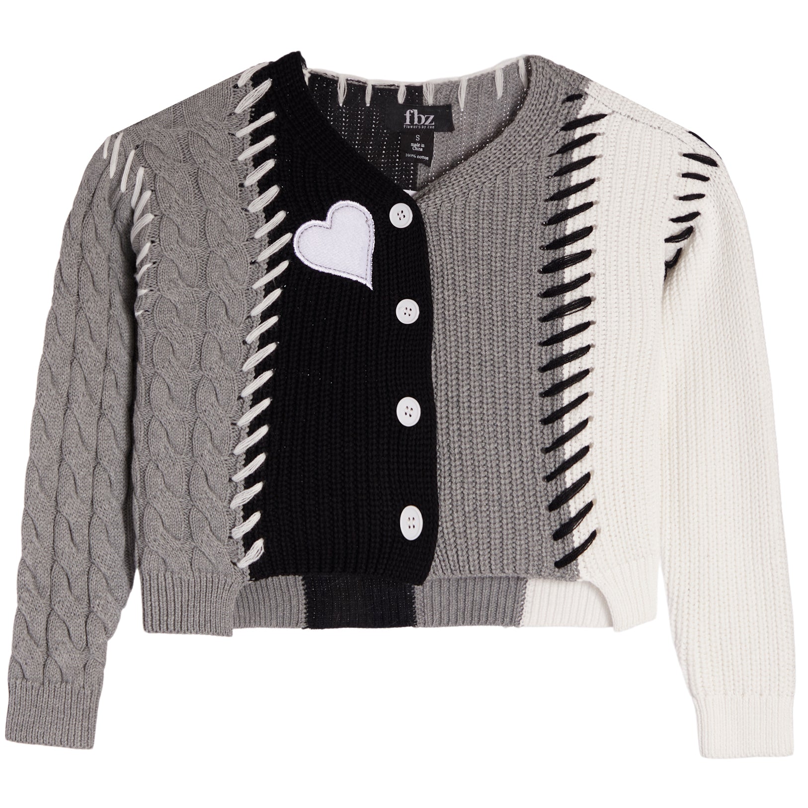 Stitch Heart Colorblock Cardigan - Denny's