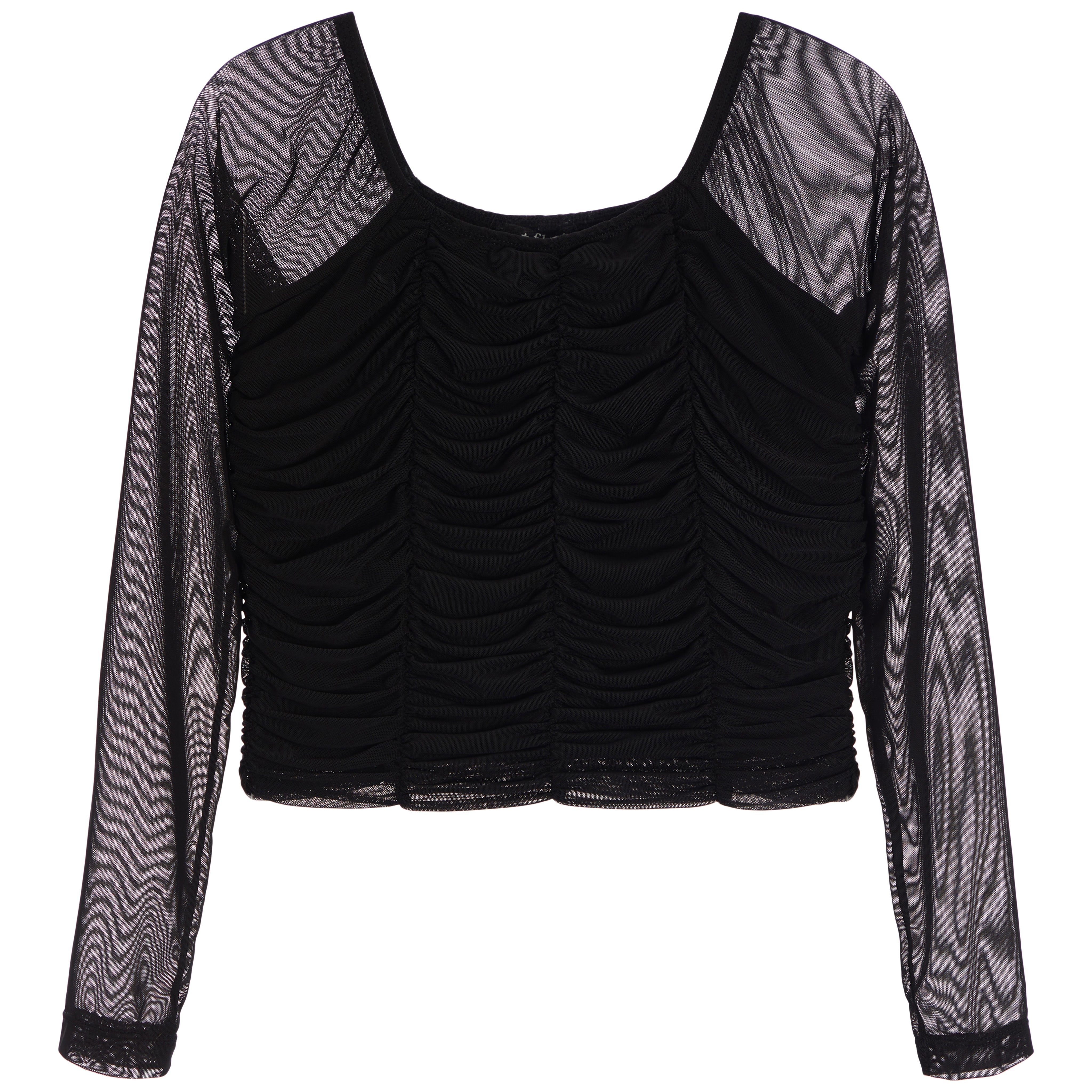 Cinch Middle Mesh Long Sleeve Top - Denny's