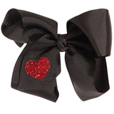 4in Bow with Glitter Heart