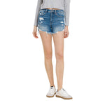 High Rise Distressed Denim Short - Denny's